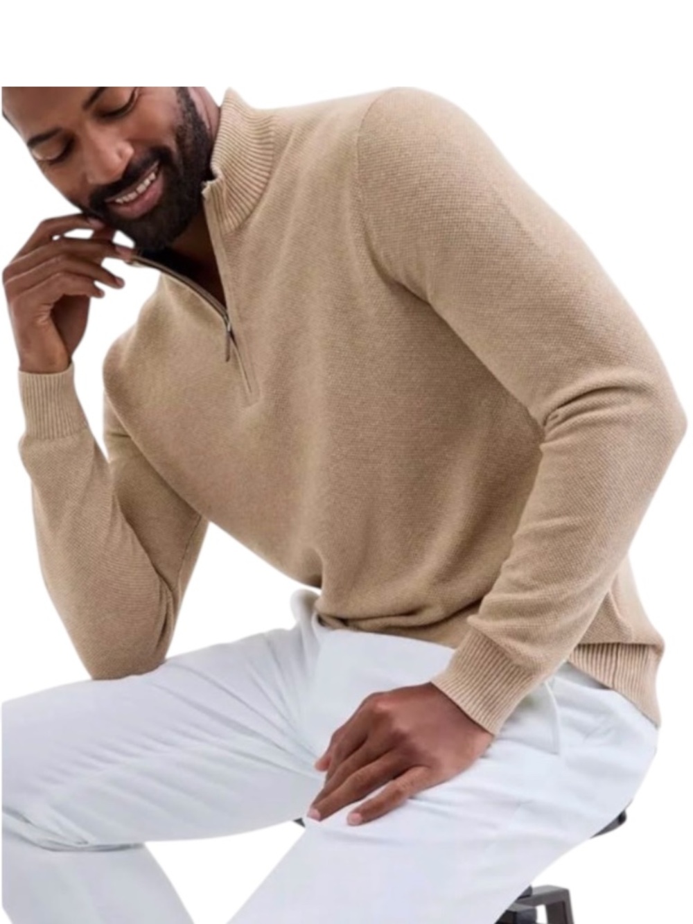 Club Room Men's Quarter-Zip Sweater, Toast Heather - NWT